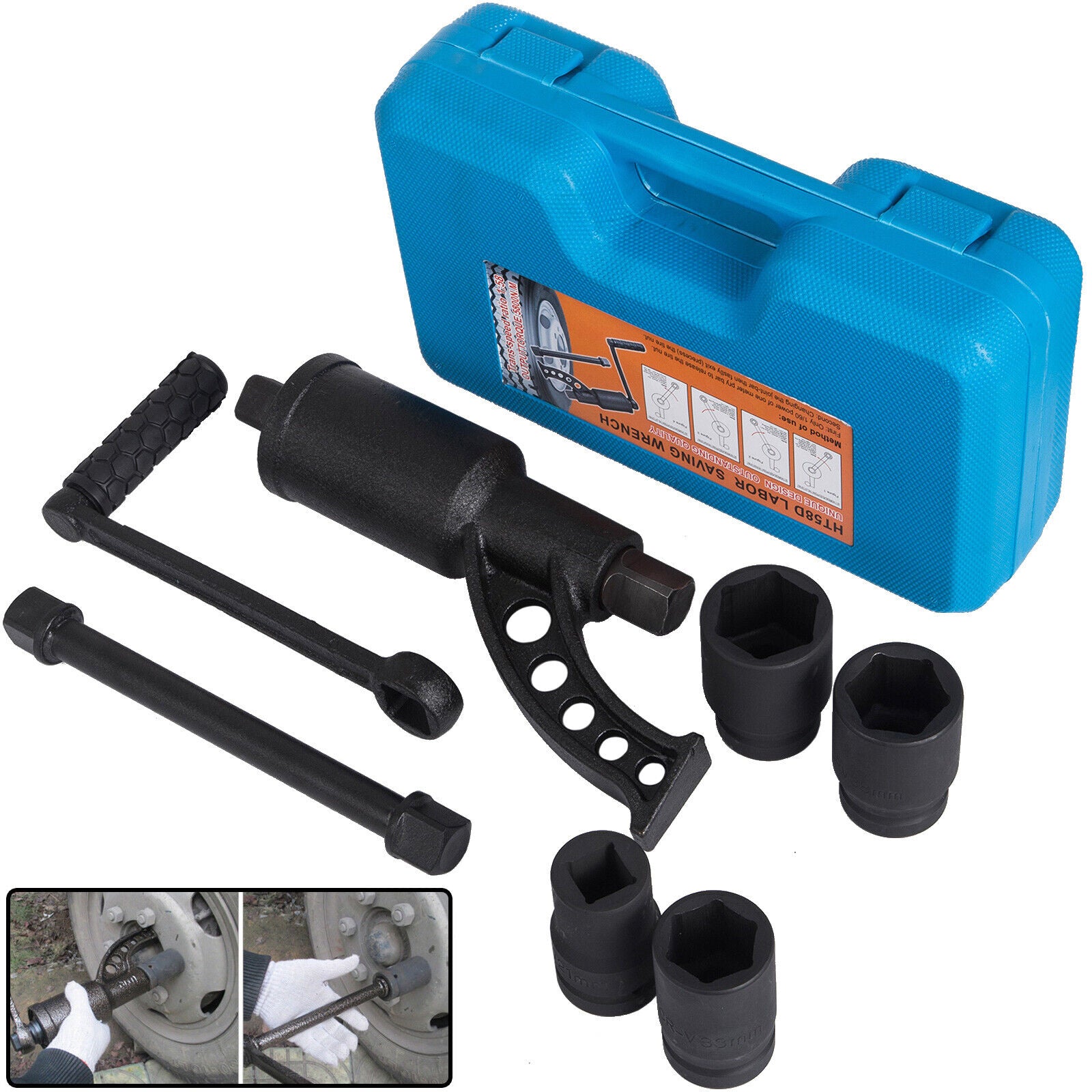 1:58 Gear Ratio Torque Multiplier Set Wrench Lug Nut with 4pcs 21-41mmSockets Remover Lugnut