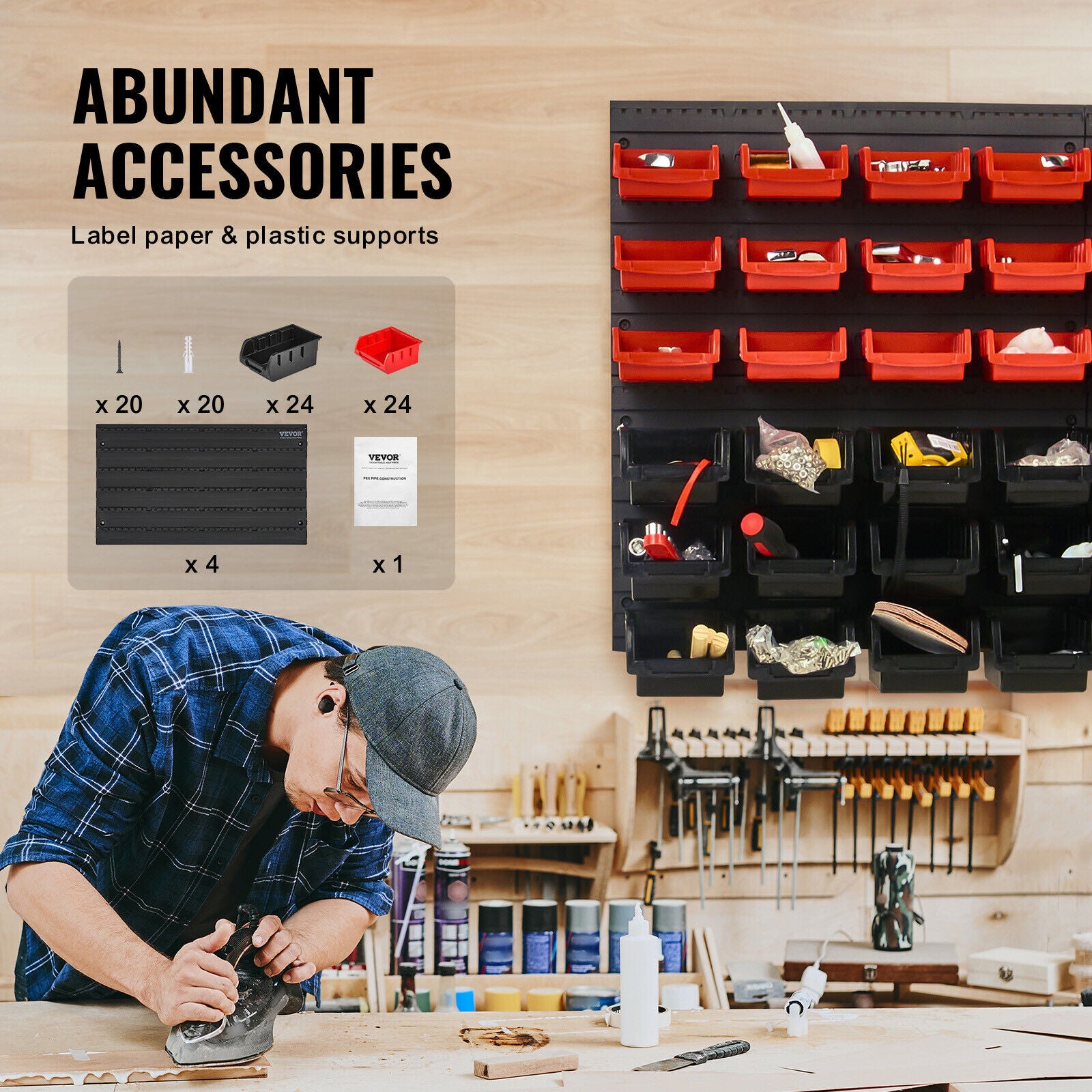 Wall Mounted 48 Storage Bins Small Parts Organizer Garage Tool Rack AU ...