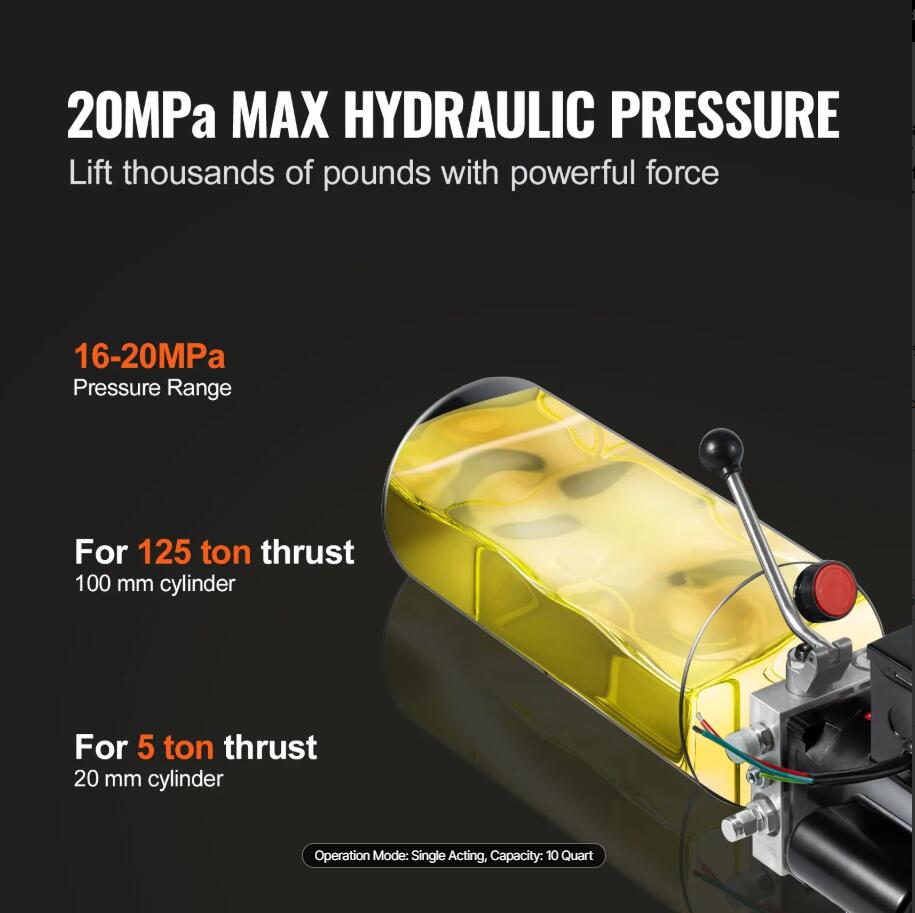 3200 PSI  10 Quart Hydraulic Pump Power Unit Single Acting Dump Trailer Pump Heavy Duty