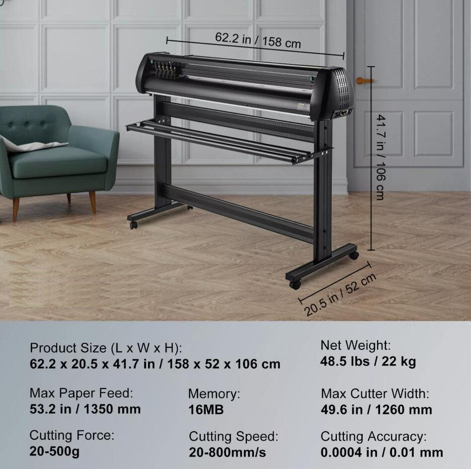 Powerful Vinyl Cutter Machine Cutting Plotter 53in SignMaster Decal Maker Bundle With LCD Panel