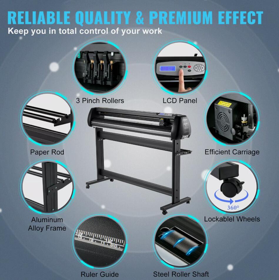 Powerful Vinyl Cutter Machine Cutting Plotter 53in SignMaster Decal Maker Bundle With LCD Panel