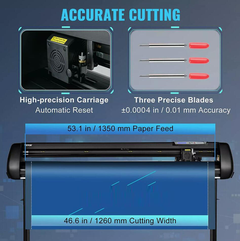 Powerful Vinyl Cutter Machine Cutting Plotter 53in SignMaster Decal Maker Bundle With LCD Panel