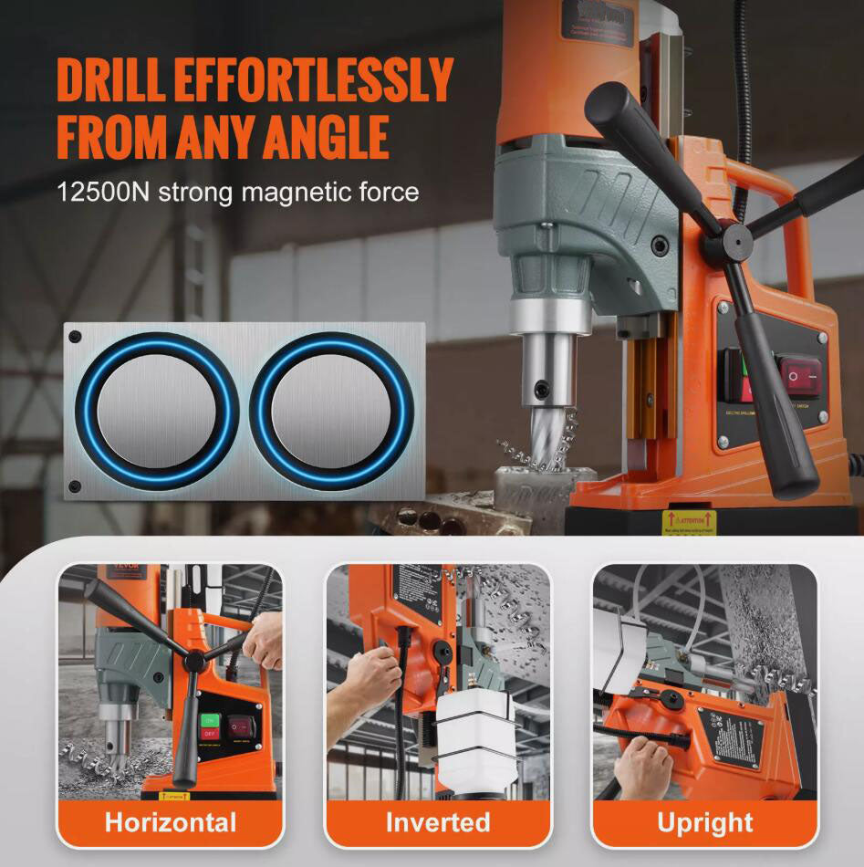 Heavy Duty 1450W 12500N Magnetic Drill Portable Mag Drill Press 850RPM AU