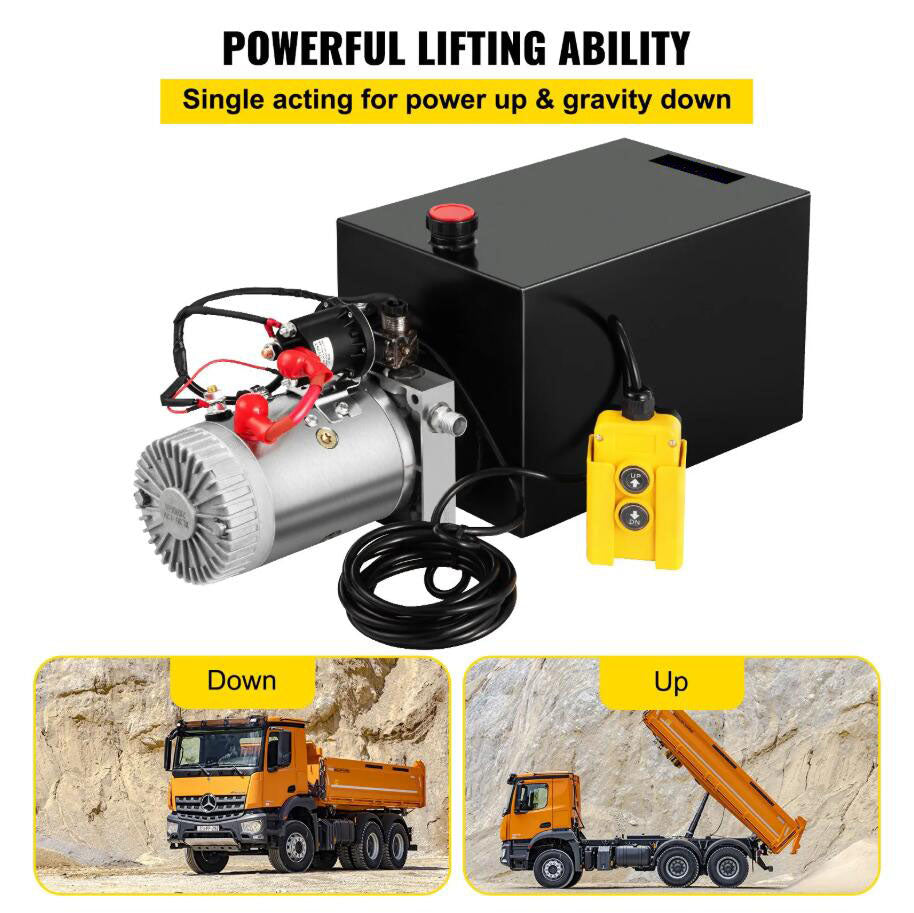 Heavy Duty 15 Quart Hydraulic Pump Electric Pump Single Acting for Dump Trailer AU