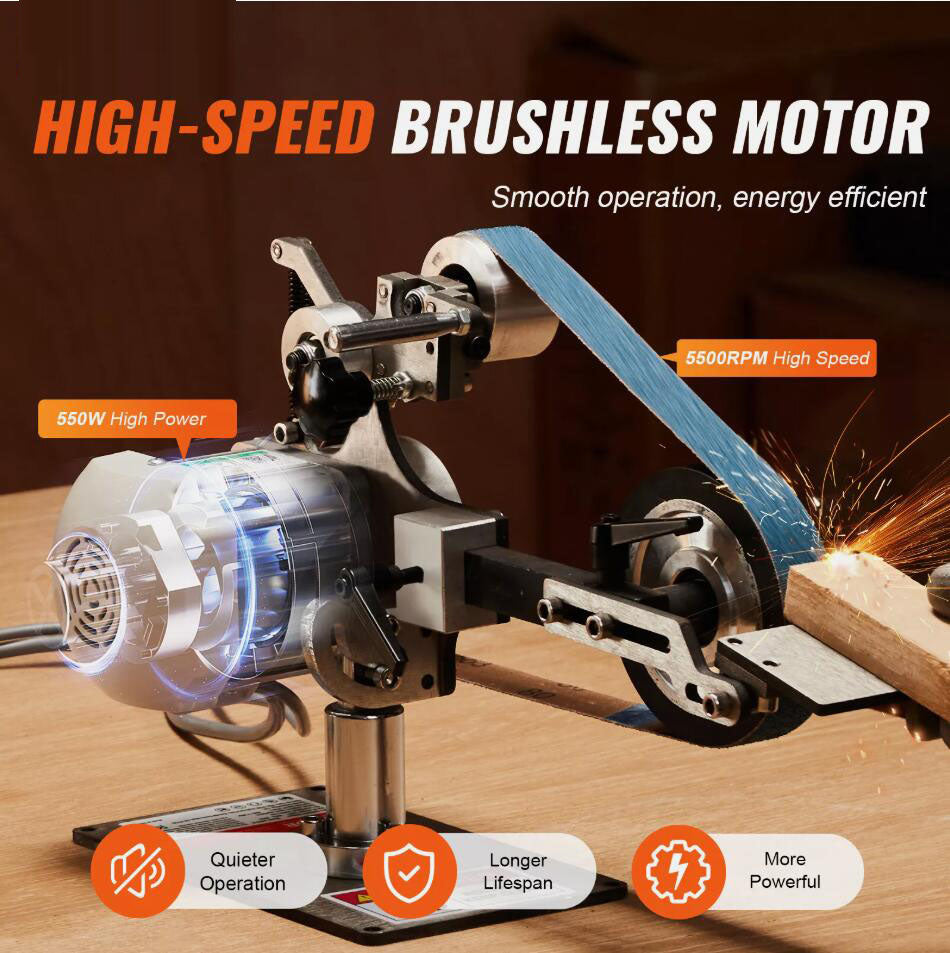 Powerful 550W Belt Grinder Sander 30 x 1-Inch Variable Speed with VFD 2 Grinding Moulds