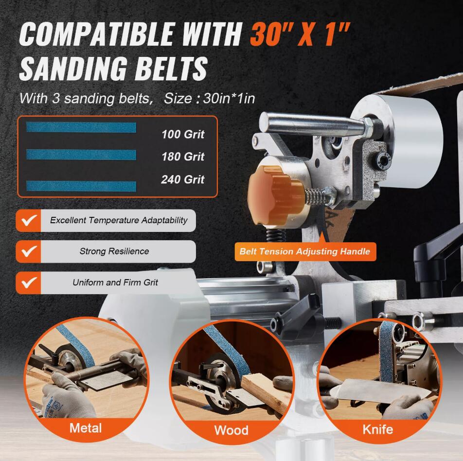 Powerful 550W Belt Grinder Sander 30 x 1-Inch Variable Speed with VFD 2 Grinding Moulds