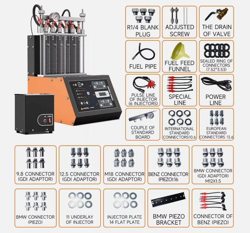 UPGRADED Auto Car Ultrasonic Fuel Injector Tester Cleaner Cleaning Machine 6 Cylinder AU