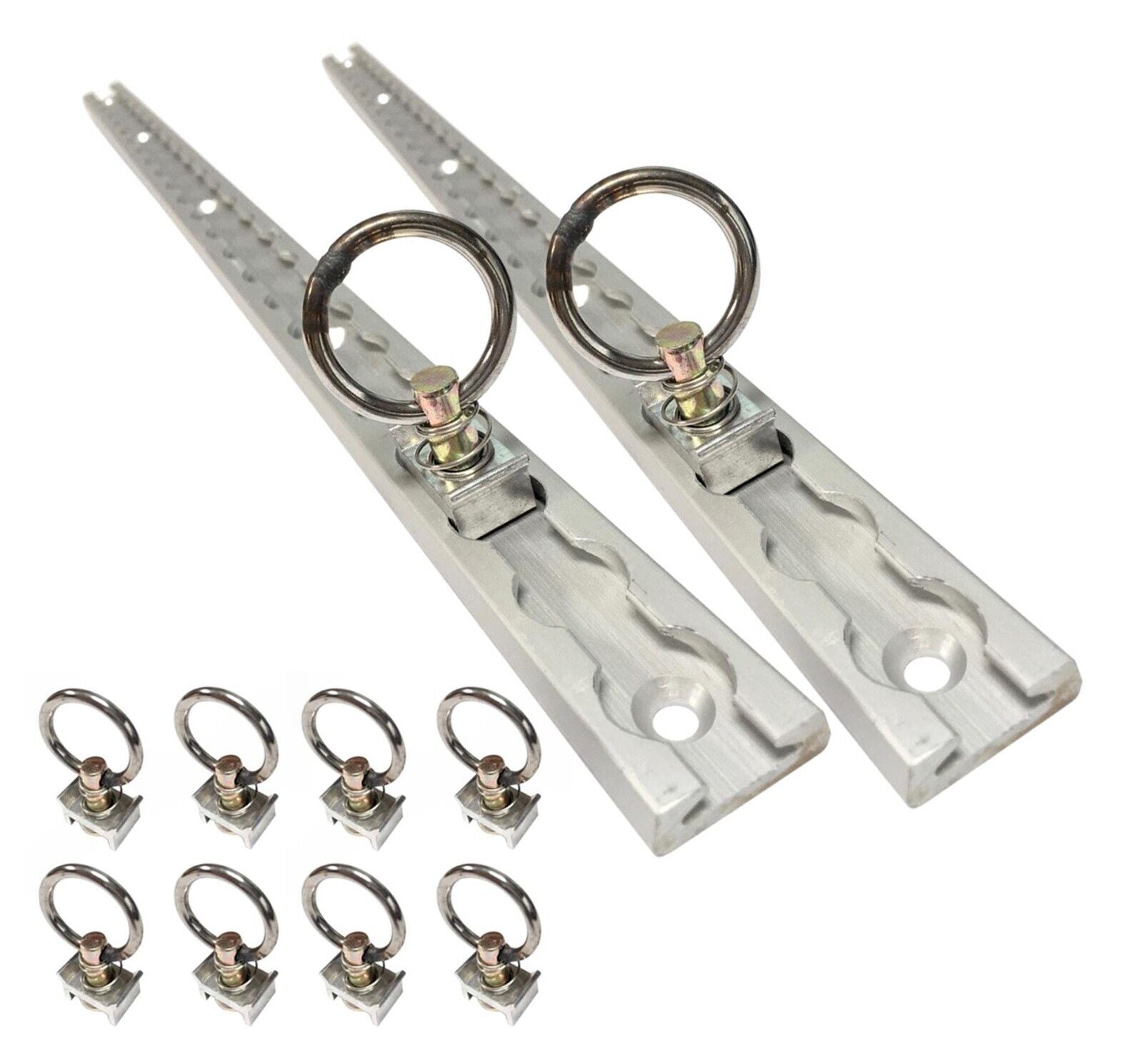 2x Track + 8x Rings 2M Anchor Track Tie Down Point Rail Trailer Carava ...