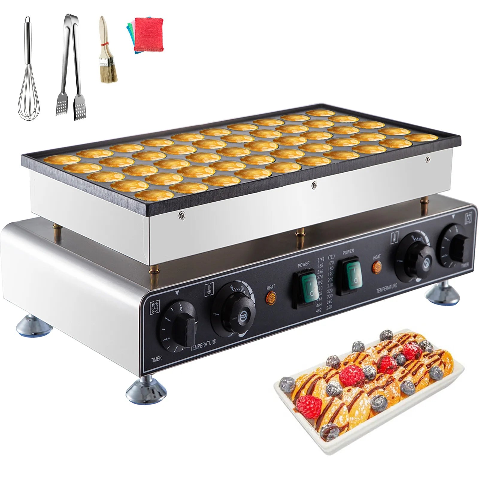 Heavy-Duty 1700W 50pcs Electric Dutch Pancake Maker Square Nonstick Poffertjes Baker