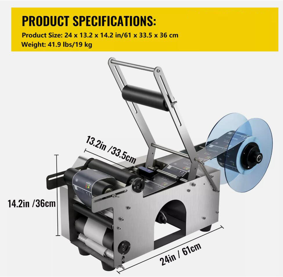 Upgraded Semi-Automatic Round Bottle Labeling Machine Coding Electric Scrolling AU