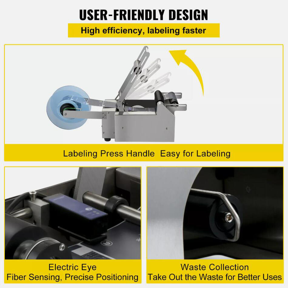 Upgraded Semi-Automatic Round Bottle Labeling Machine Coding Electric Scrolling AU