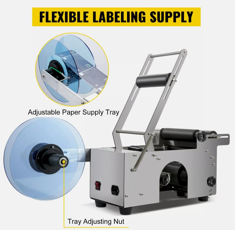 Upgraded Semi-Automatic Round Bottle Labeling Machine Coding Electric Scrolling AU