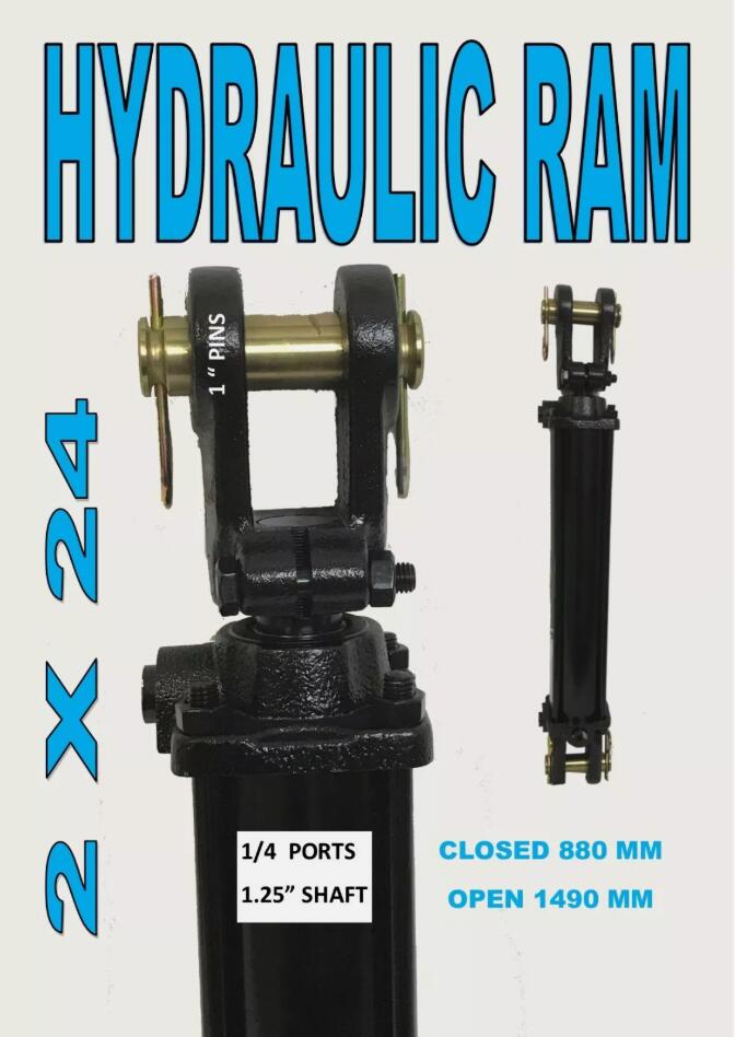 Double Acting Tie Rod Design Hydraulic Ram 2" Bore x 24" Stroke Up to 4275kg Capacity