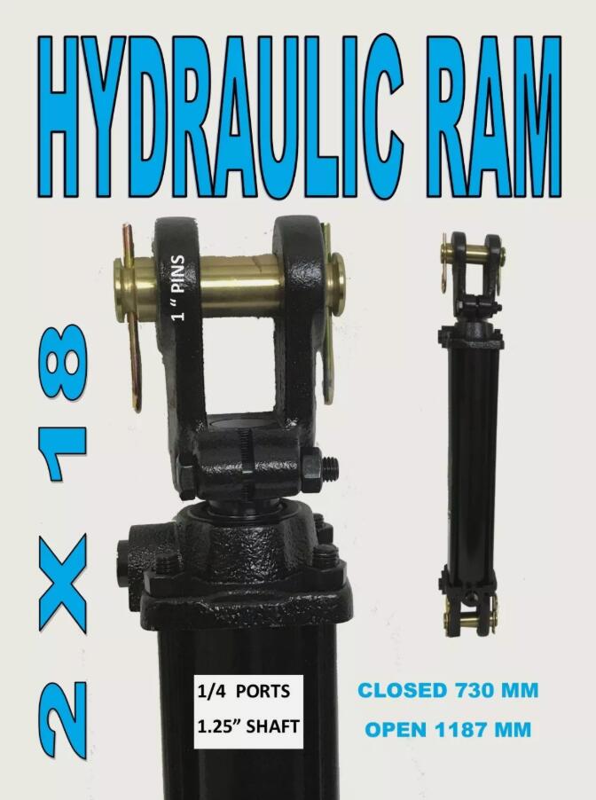 Double Acting Tie Rod Design Hydraulic Ram 2" Bore x 18" Stroke Up to 3000kg Capacity