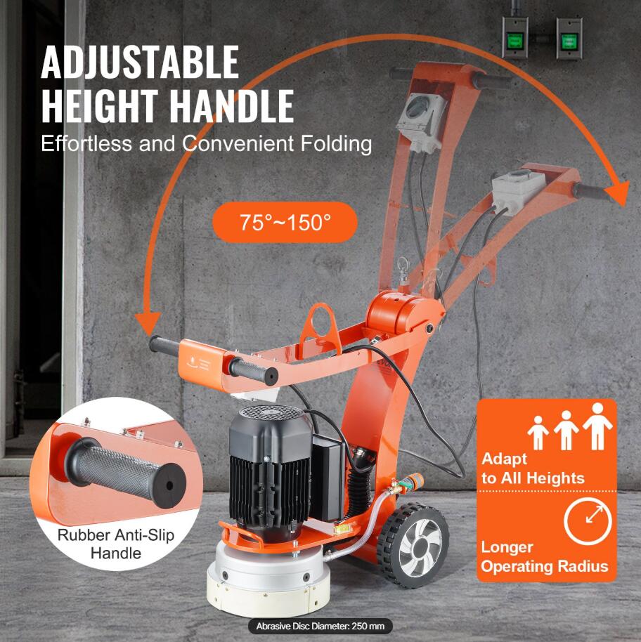 2200W 1430RPM Upgrade Brushless Concrete Floor Grinder 10" 3.0HP Grinding Polisher