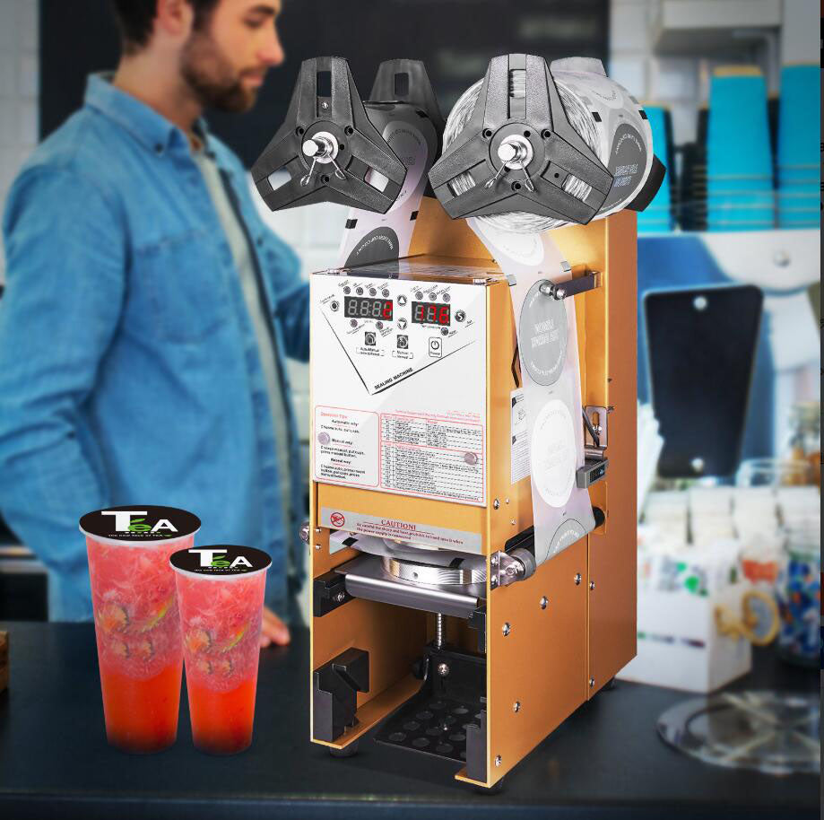 Fully Automatic Cup Sealing Machine 500-650 Cups/H for 180 mm Tall  90/95 mm Cup