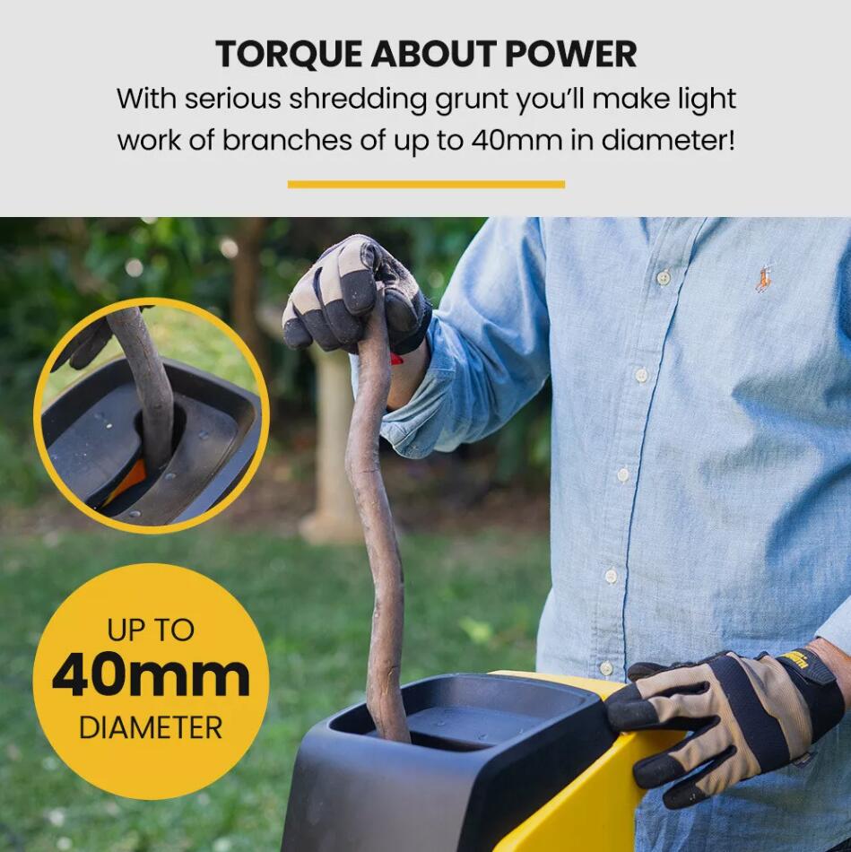 UPGRADED 2400W Electric Garden Mulcher Shredder Portable Wood Chipper on Wheels