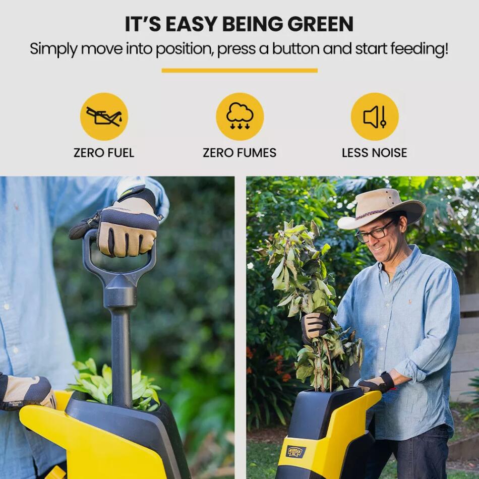 UPGRADED 2400W Electric Garden Mulcher Shredder Portable Wood Chipper on Wheels