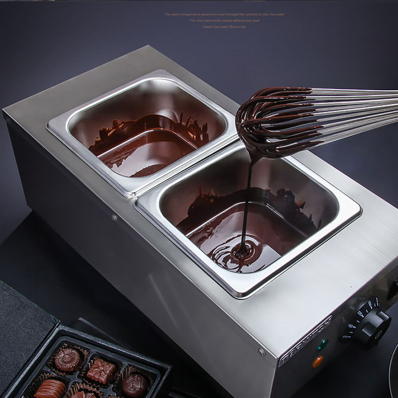 220V Commercial Chocolate Melting Machine Electric Hot Chocolate Melter Warmer 2 Pots