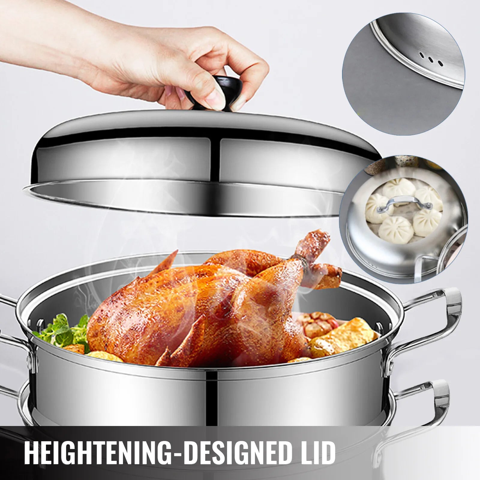 Heavy-Duty Stainless Steel 5-Tier Food Steamer Pot 30cm Cooking Food Stock Cookware