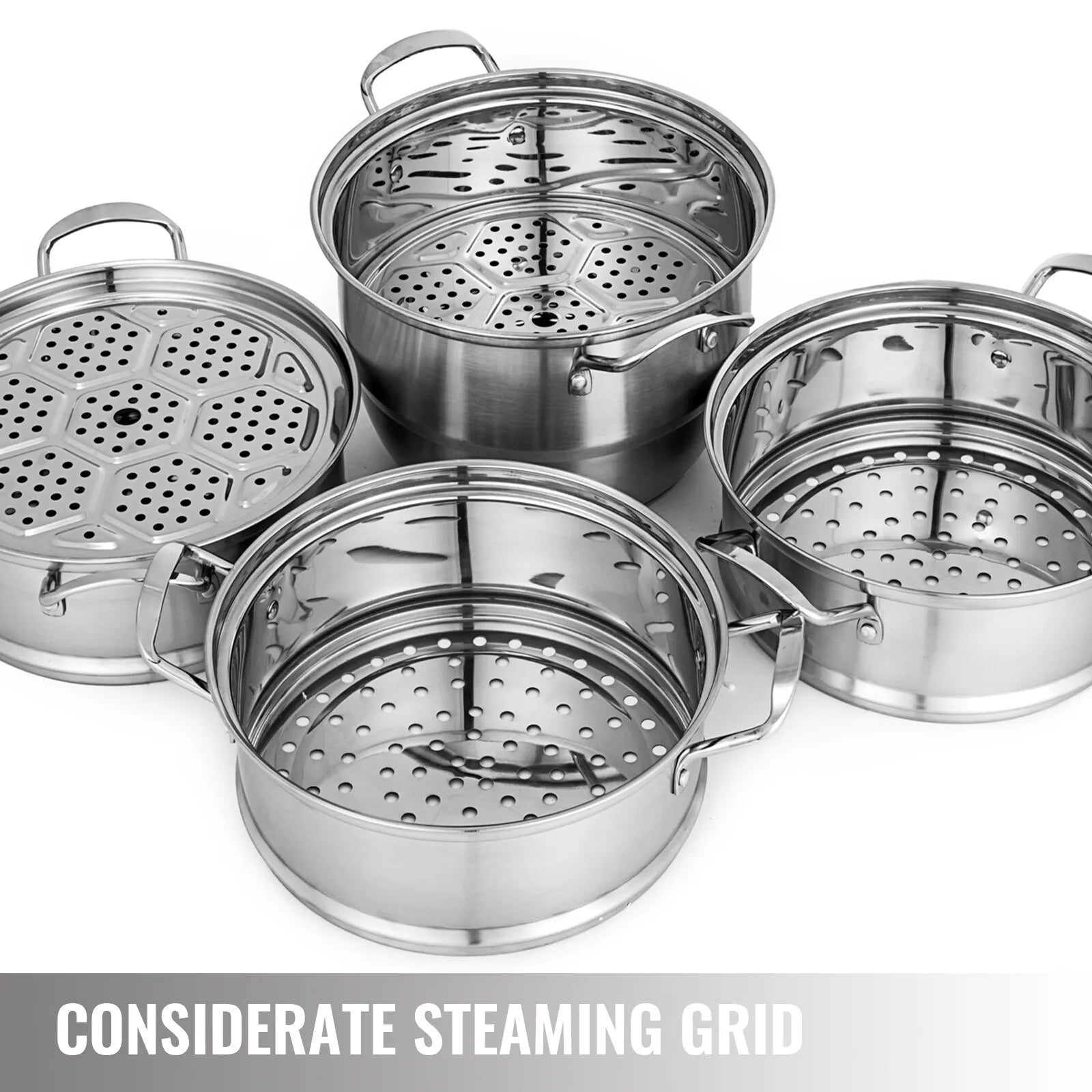 Heavy-Duty Stainless Steel 5-Tier Food Steamer Pot 30cm Cooking Food Stock Cookware