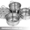 Heavy-Duty Stainless Steel 5-Tier Food Steamer Pot 30cm Cooking Food Stock Cookware