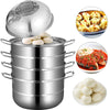 Heavy-Duty Stainless Steel 5-Tier Food Steamer Pot 30cm Cooking Food Stock Cookware