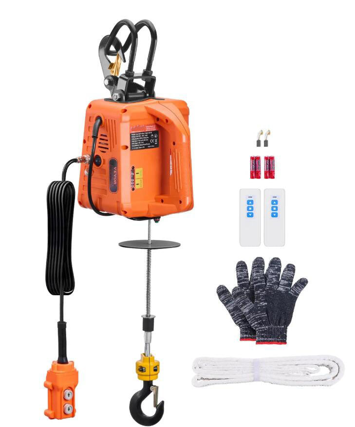Upgraded Powerful 3-in-1 Portable Electric Hoist Winch 1100LBS Wired/Wireless Remote Control