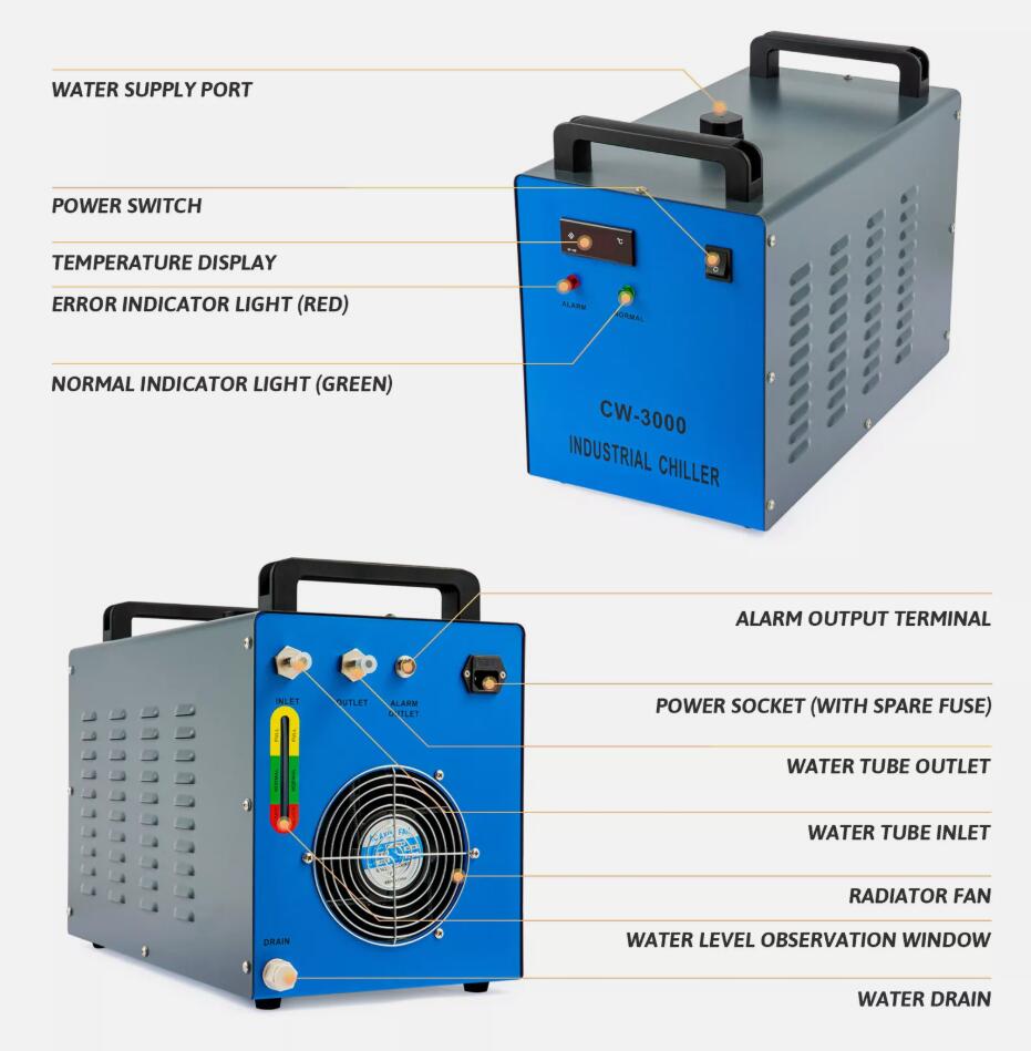 Heavy Duty Industrial Water Chiller for CO2 Glass Laser Tube Engraver Machine AU