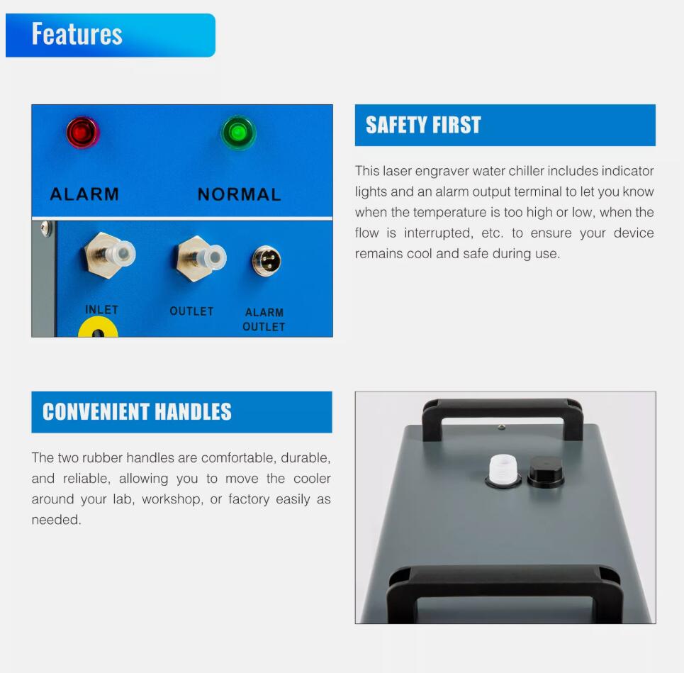 Heavy Duty Industrial Water Chiller for CO2 Glass Laser Tube Engraver Machine AU