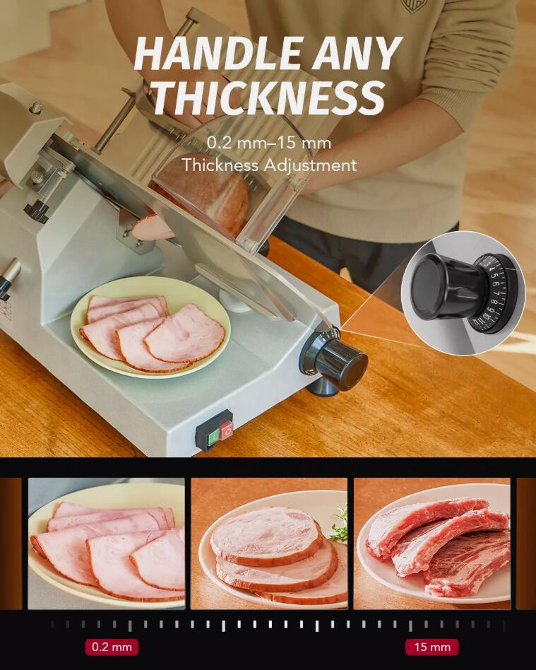 240W Commercial Meat Slicer 10" 250mm Electric Deli Food Cheese Cutter Processor