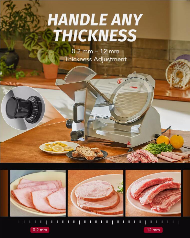240W Commercial Meat Slicer 10" 250mm Electric Deli Food Cheese Cutter Processor