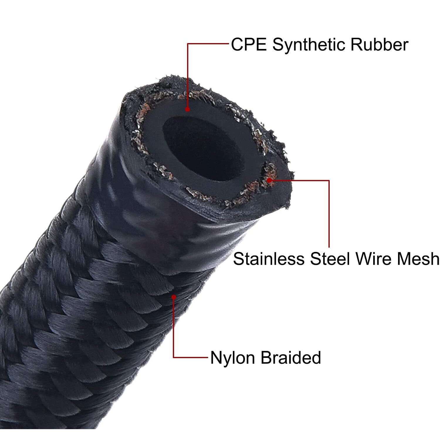 AN6 -6AN Fitting Stainless Steel Nylon Braided Oil Fuel Hose Line Kit