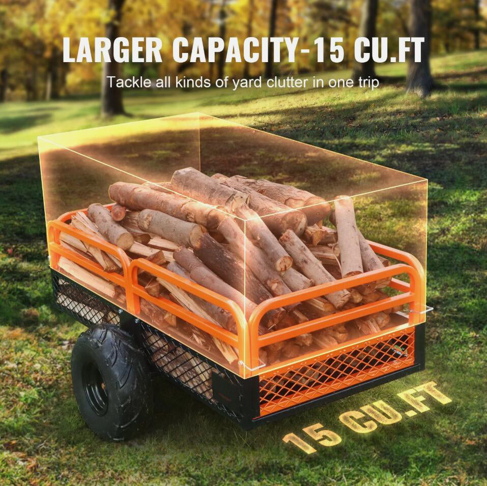 Heavy Duty 1500 lbs Dump Trailer Tow Behind Dump Cart 15 Cu. Ft. Steel Construction AU