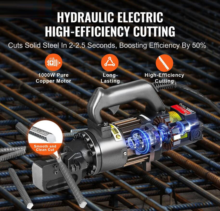 1000W Heavy Duty Electric Hydraulic Rebar Cutter Cutting up to 3/4 Inch #6 4-20mm AU