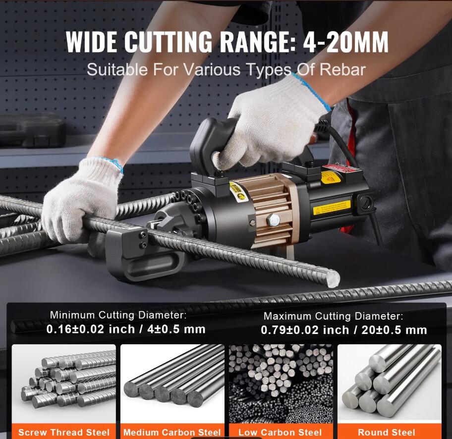 1000W Heavy Duty Electric Hydraulic Rebar Cutter Cutting up to 3/4 Inch #6 4-20mm AU