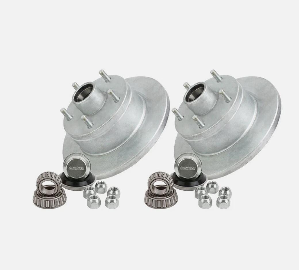 2 Set of Premium Galvanised Trailer Disc Hub For Ford 5-Stud Pattern with LM Bearings Seals