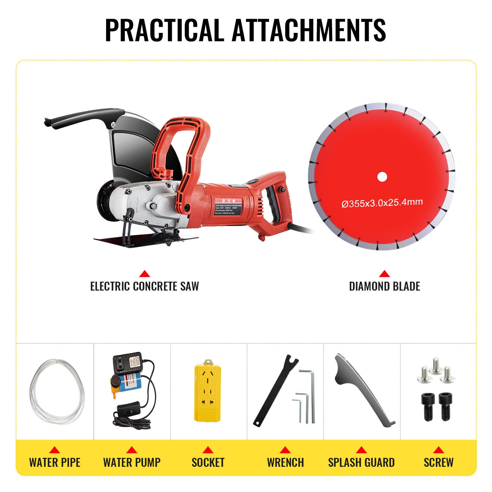 Electric Concrete Saw 355mm Cutter Wet Dry Demo Saw Masonry Saw