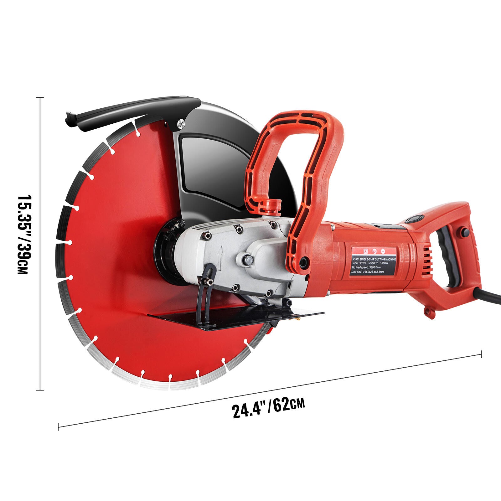 Electric Concrete Saw 355mm Cutter Wet Dry Demo Saw Masonry Saw