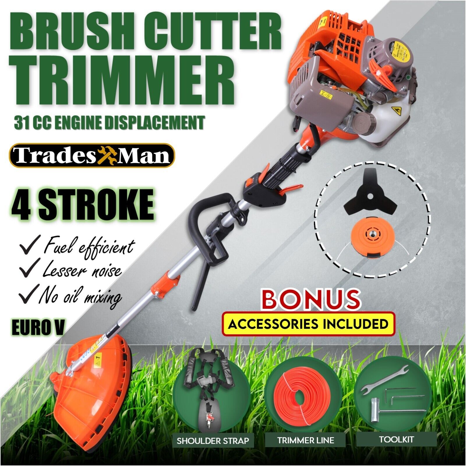 31cc Pole Brush Cutter Trimmer Line Whipper Snipper Tree Pruner