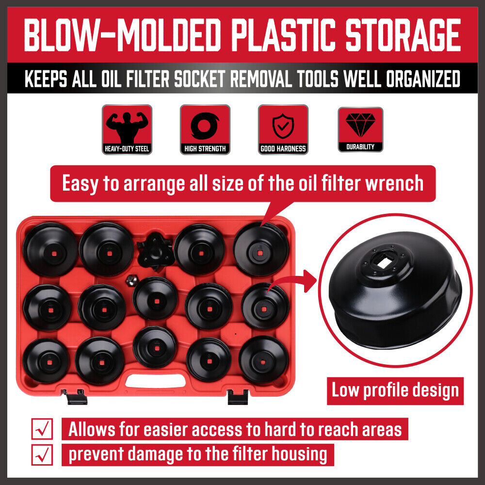 30Pcs Oil Filter Wrench Cup Set Oil Filter Socket Set