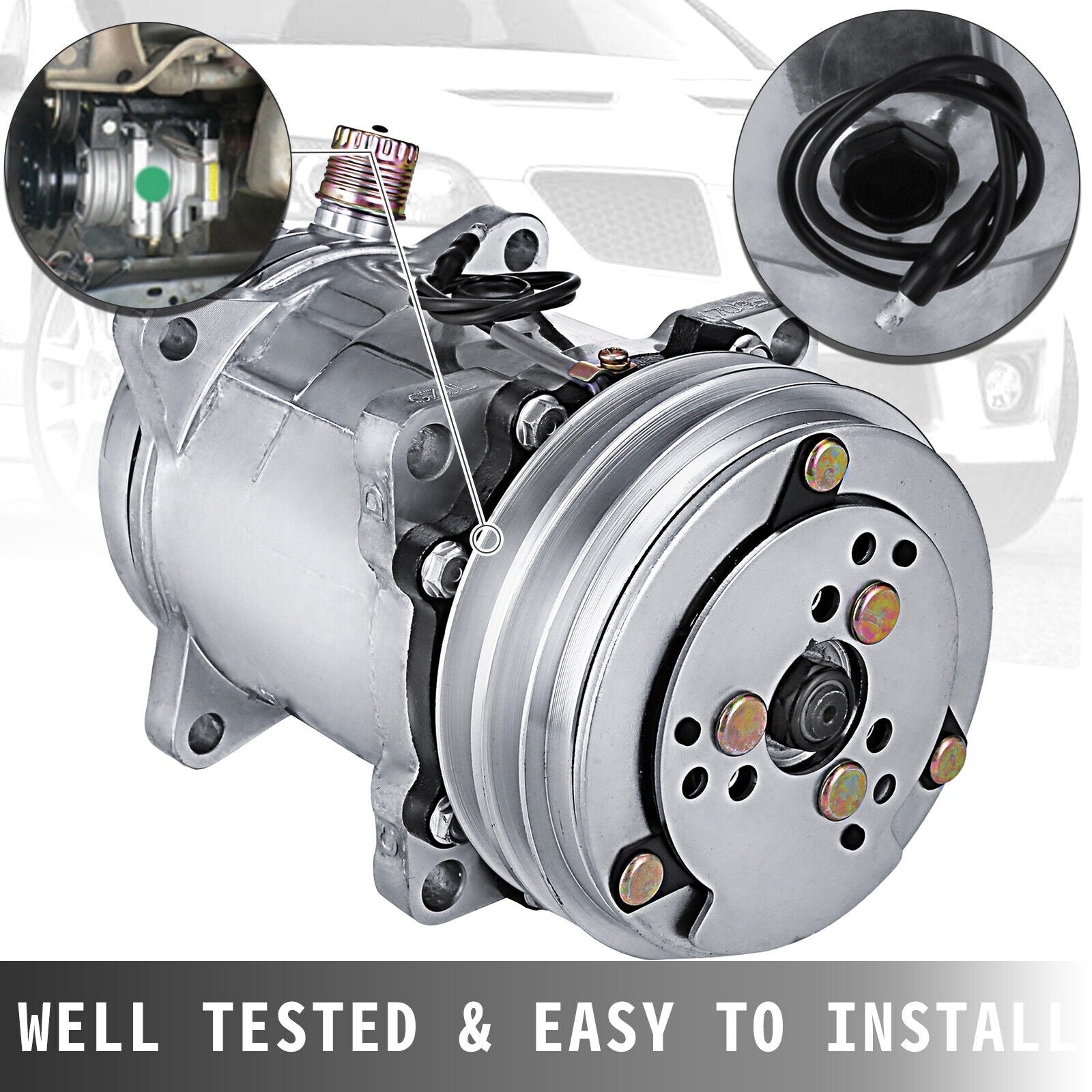 Top Street Performance HC5001C Sanden 508 Style Clutch V-Belt A-C Compressor, Black Top Street Performance HC5001C Sanden 508 Style Clutch V-Belt A-C Compressor, Black