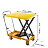 270KG Load Scissor Lift Trolley Cart Hydraulic Lift Table 724mm Max Height