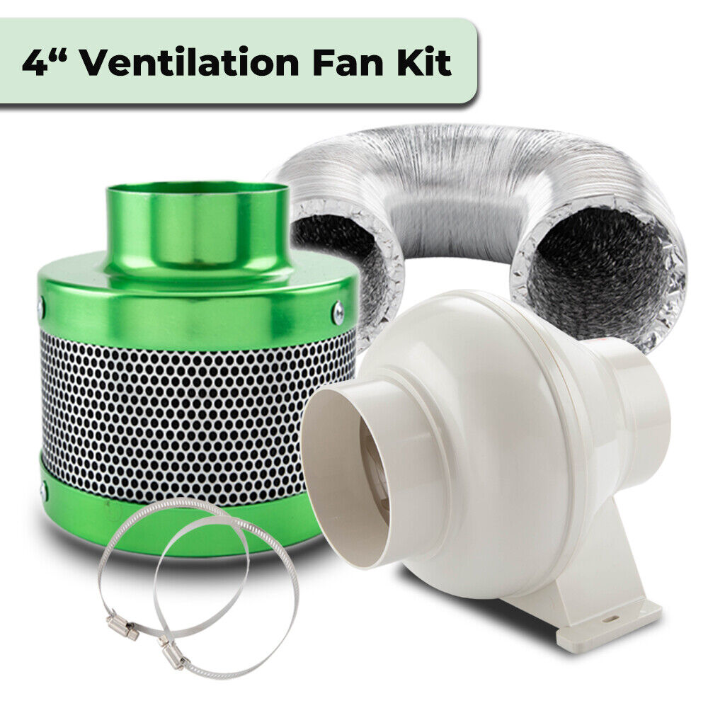 4 inch Ventilation Inline Fan Carbon Filter Duct Kit