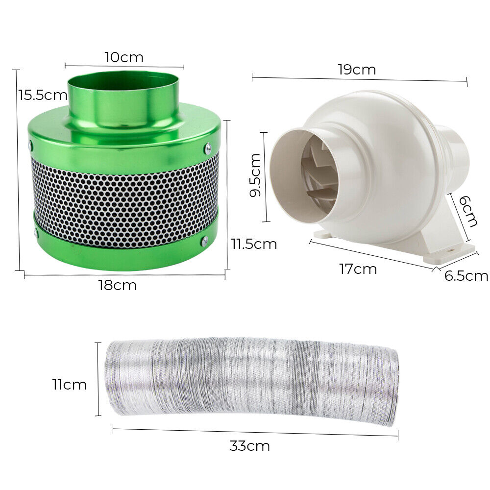 Vector Inline Duct 4 inch Ventilation Inline Fan Carbon Filter Duct Kit – Tool Plus