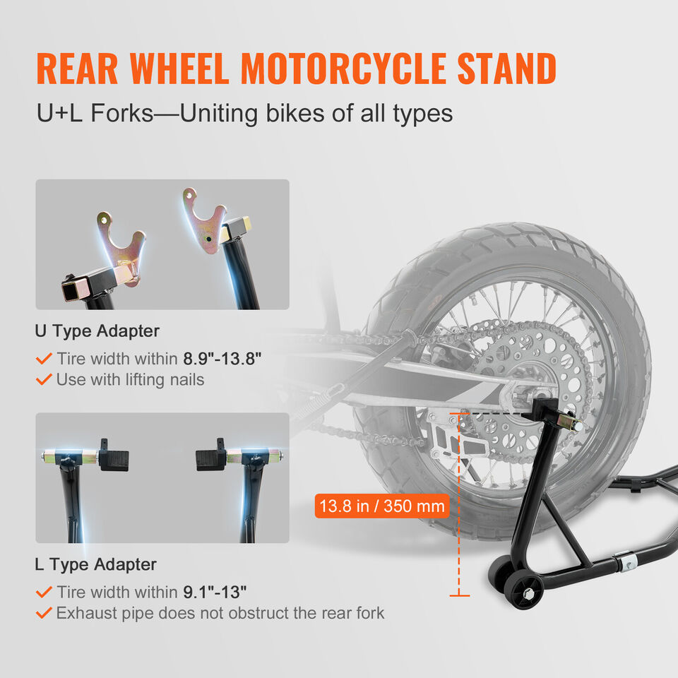 Motorcycle Front and Rear Stand Lift 850 lbs Spoolift Paddock Swingarm