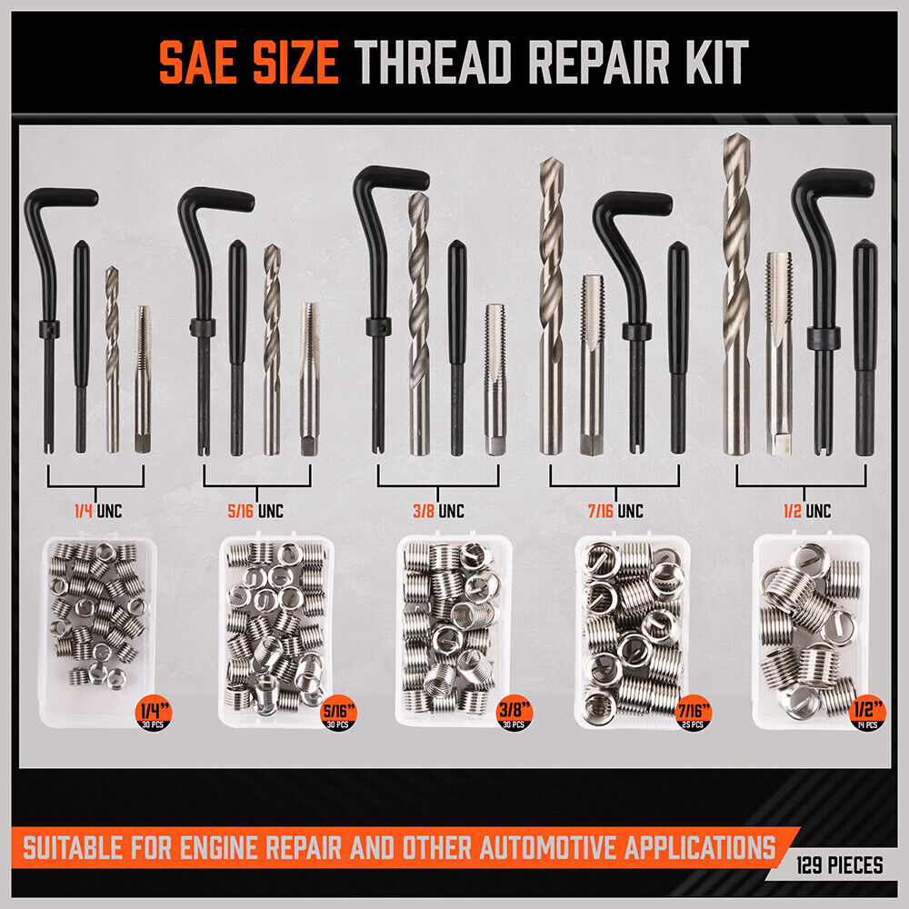 Thread Repair Chart 300Pc HSS Helicoil Kit Thread Repair Metric & Imperial Combination Dri ...