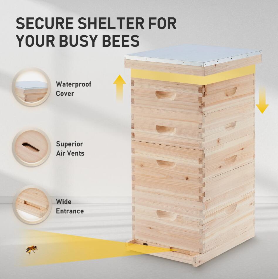 40 Frames Wooden Bee Hive Beekeeping Beehive House Honey Comb Frame Kit Garden AU