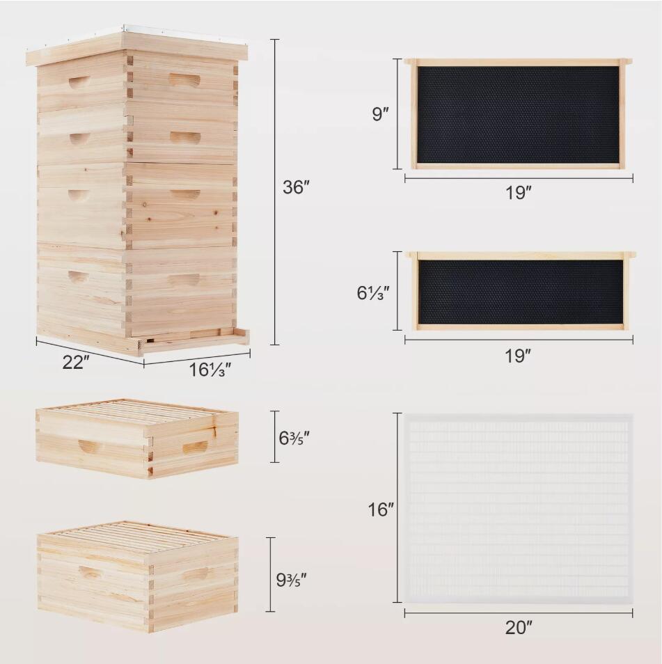 40 Frames Wooden Bee Hive Beekeeping Beehive House Honey Comb Frame Kit Garden AU
