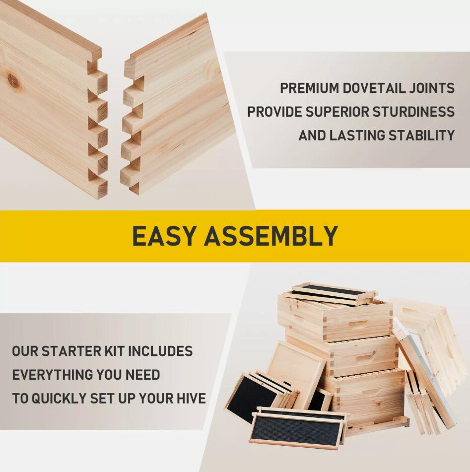 40 Frames Wooden Bee Hive Beekeeping Beehive House Honey Comb Frame Kit Garden AU